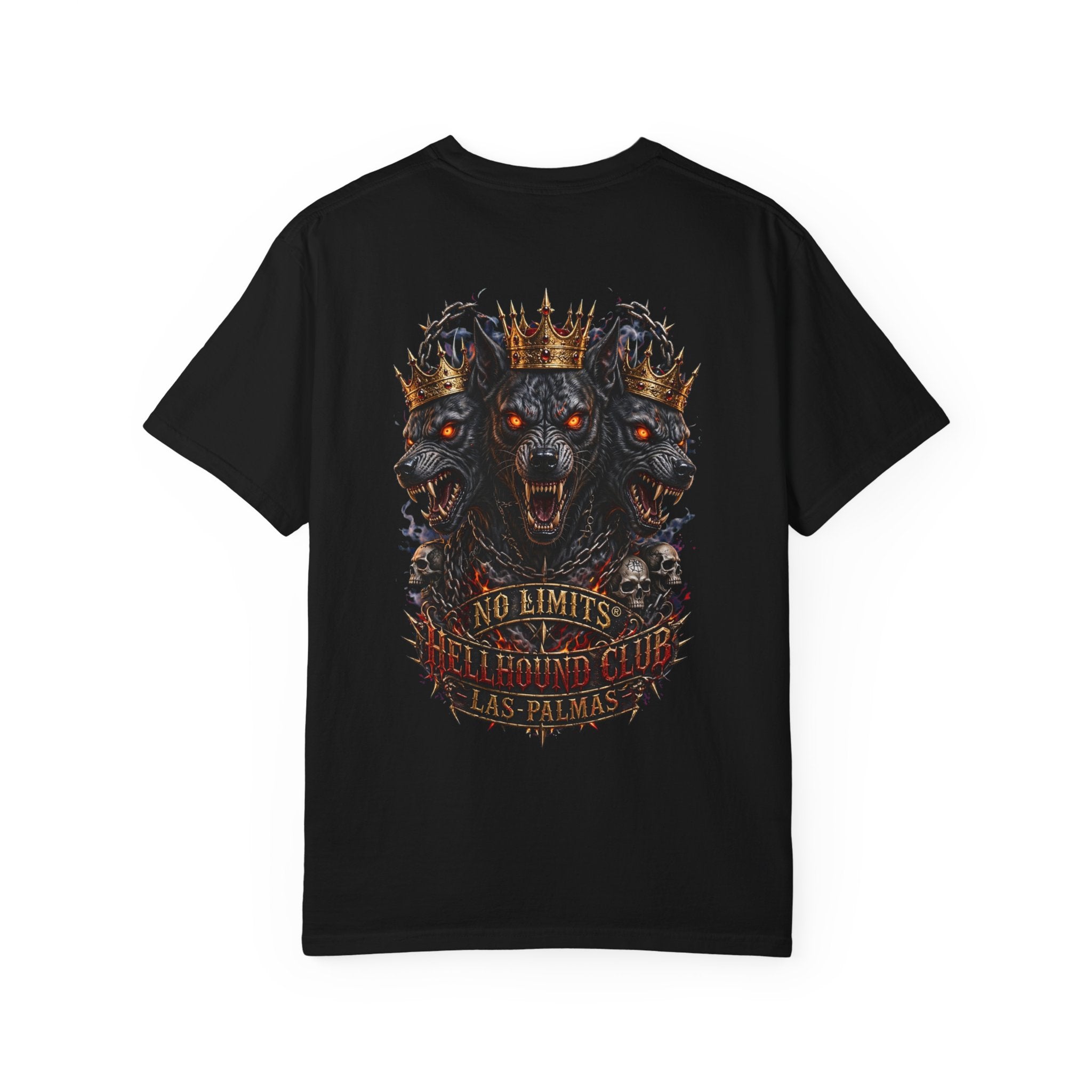 No Limits Hellhound Club T‑Shirt — Triple-Headed Wolf Graphic Tee