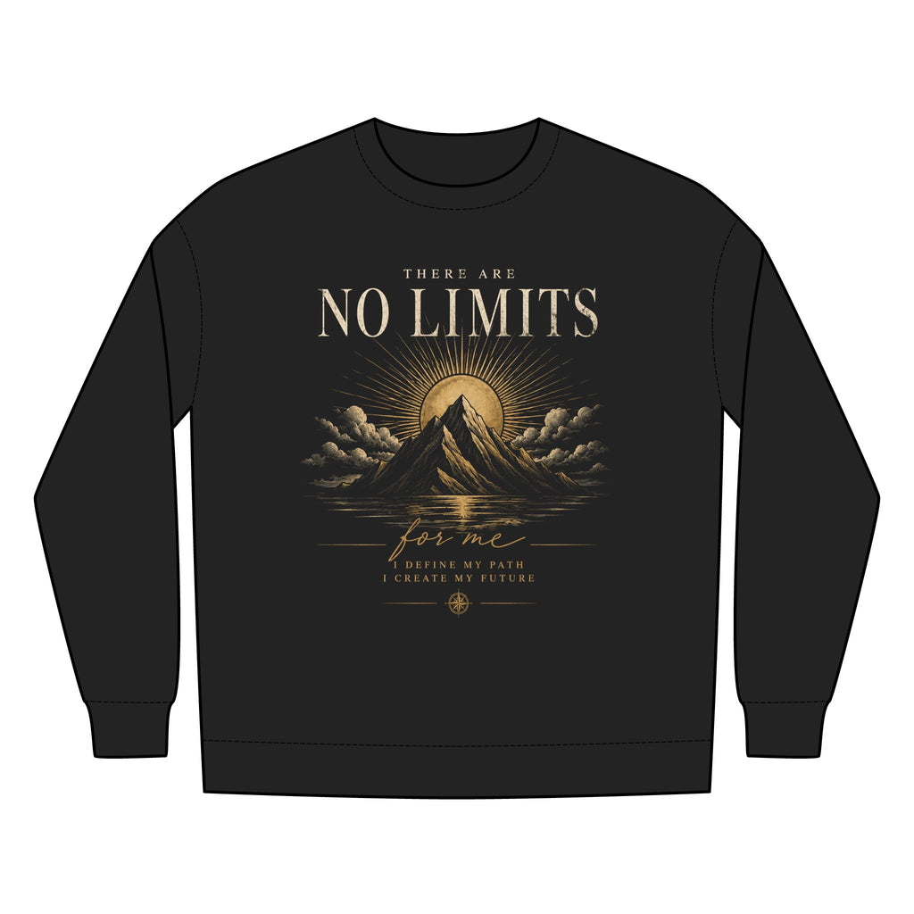 No Limits Mountain Crewneck Sweatshirt — Inspirational Nature Graphic