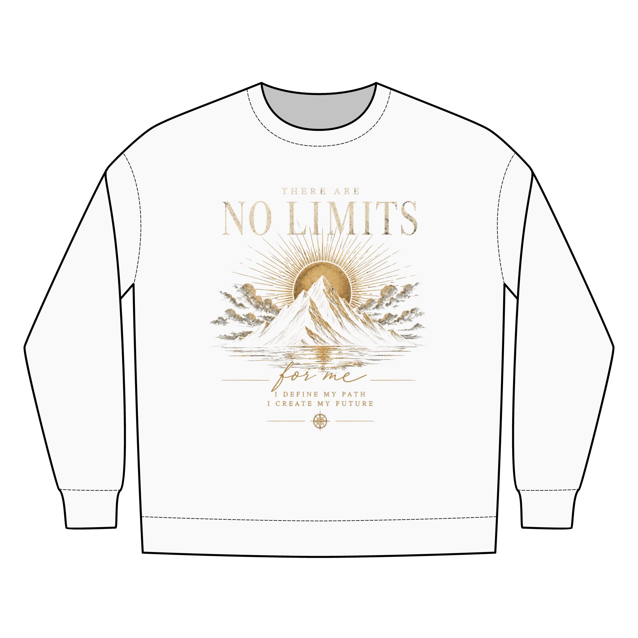 No Limits Mountain Crewneck Sweatshirt — Inspirational Nature Graphic