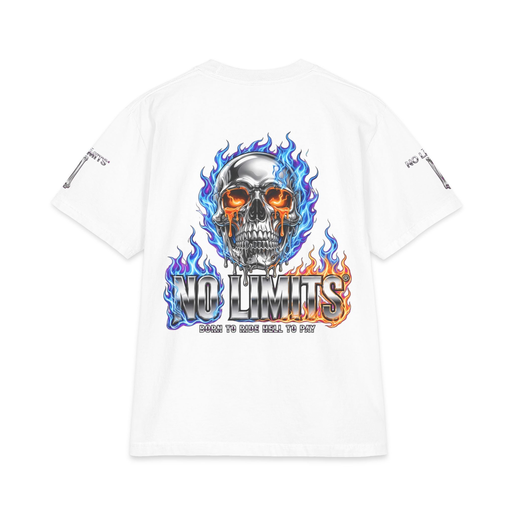 No Limits Flames Skull T‑Shirt — "No Regrets Only Lessons" Graphic Tee