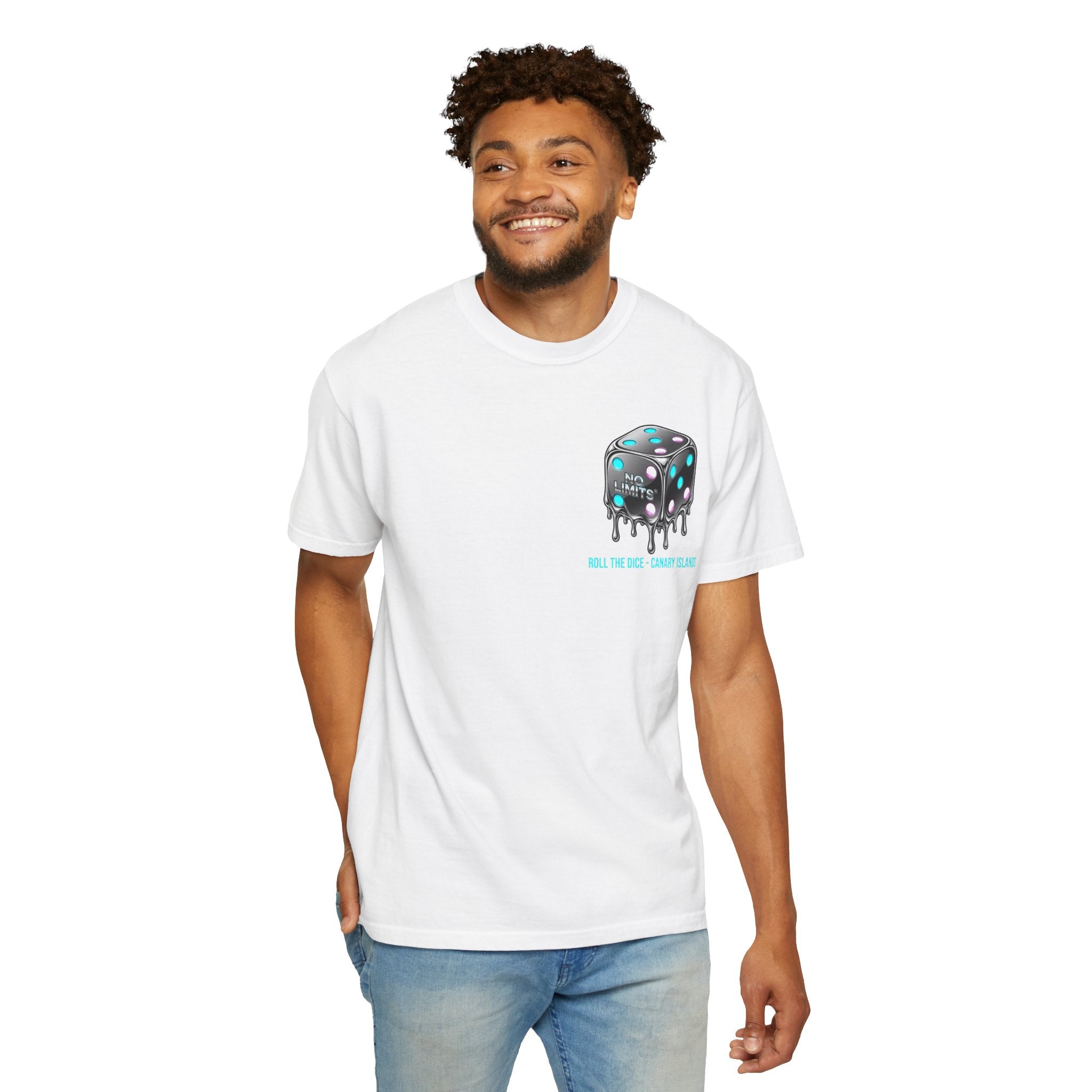 Melting Dice T-Shirt — "No Limits" Canary Islands Graphic Tee