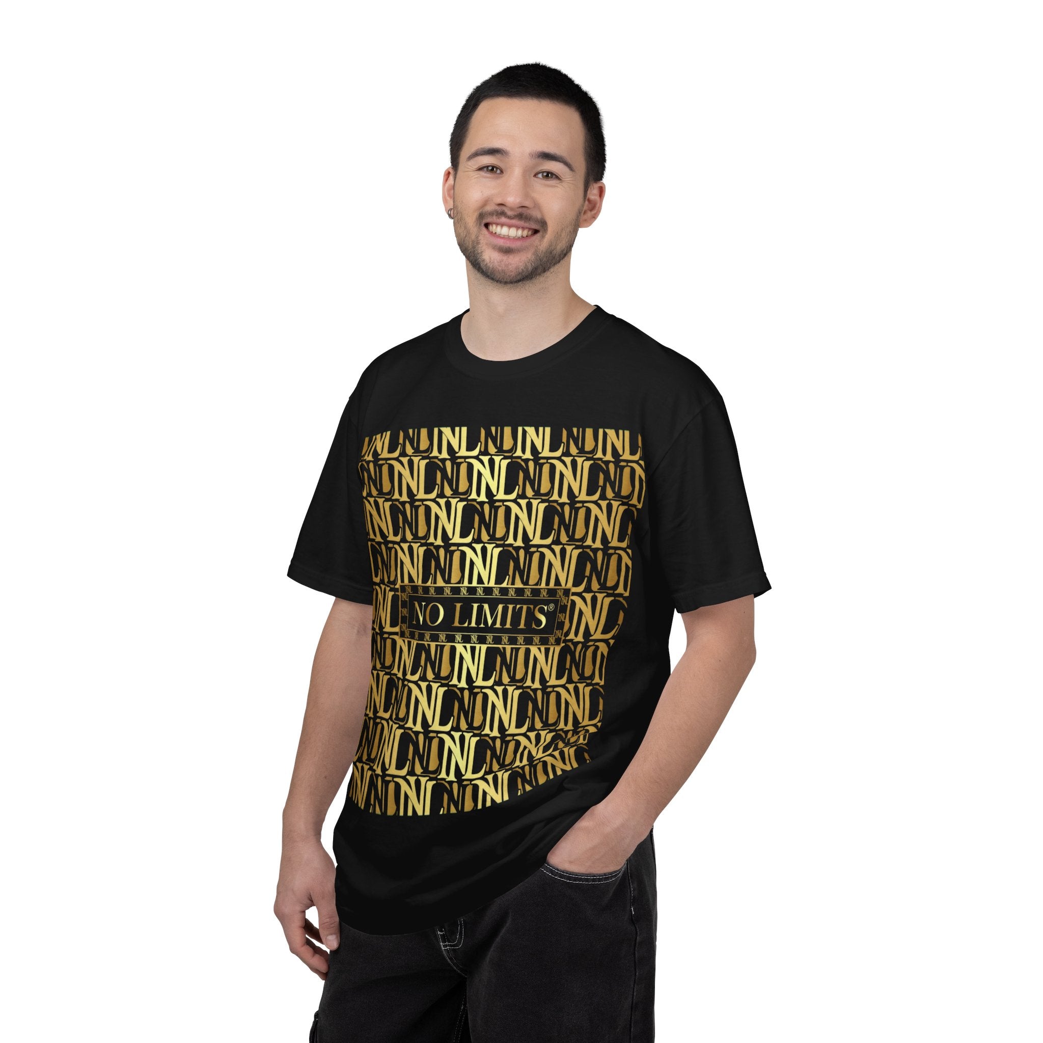 No Limits Gold Pattern T-Shirt — Motivational Graphic Tee