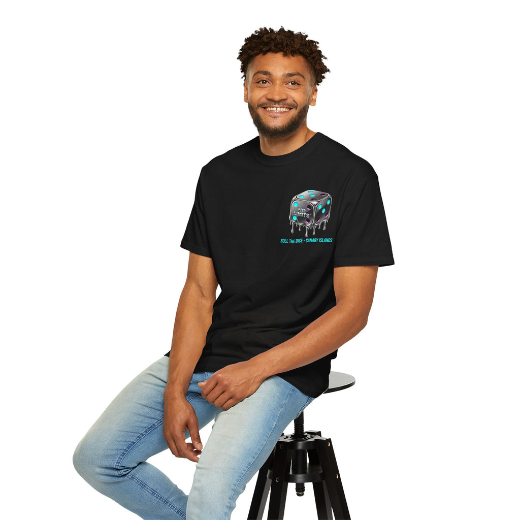 Melting Dice T-Shirt — "No Limits" Canary Islands Graphic Tee