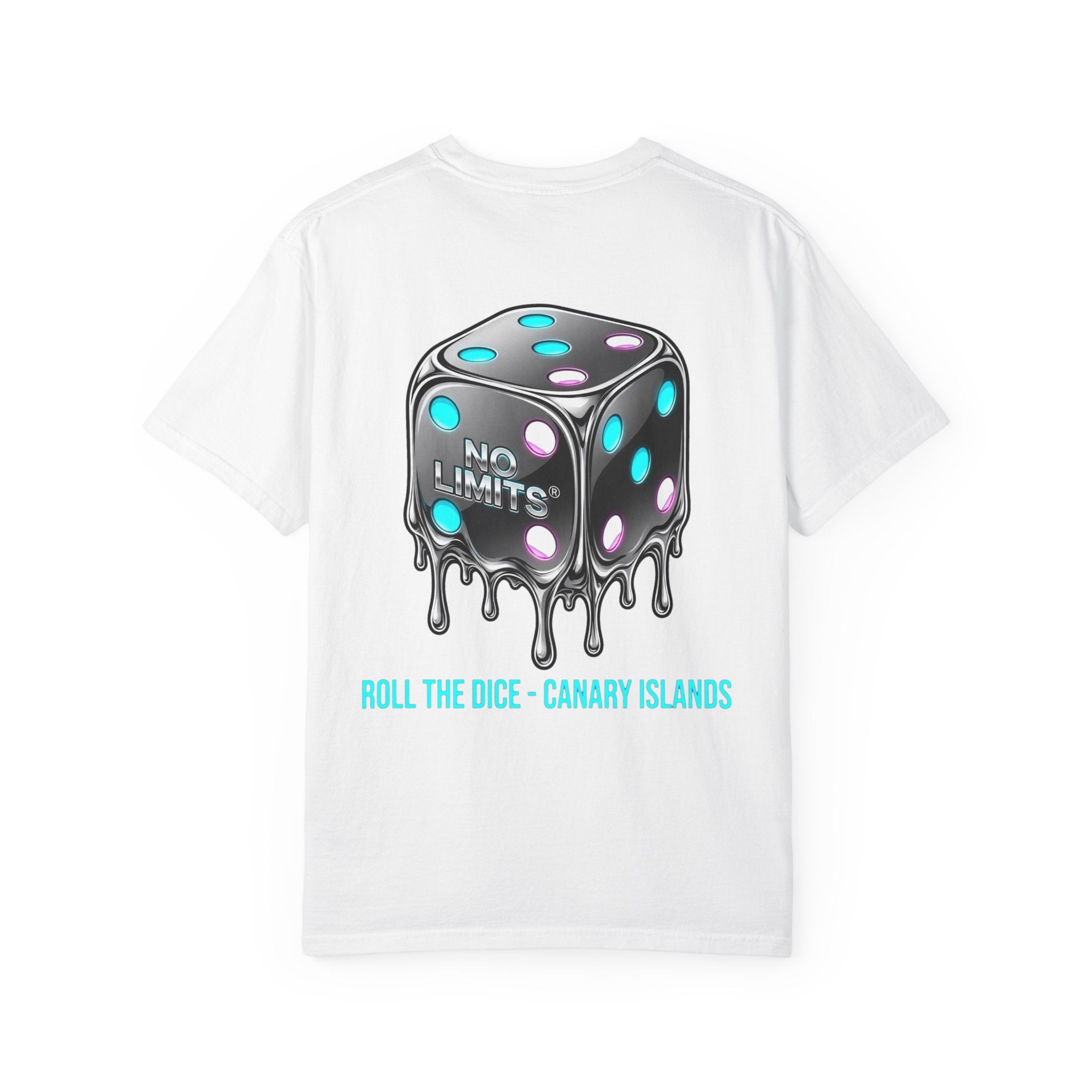 Melting Dice T-Shirt — "No Limits" Canary Islands Graphic Tee