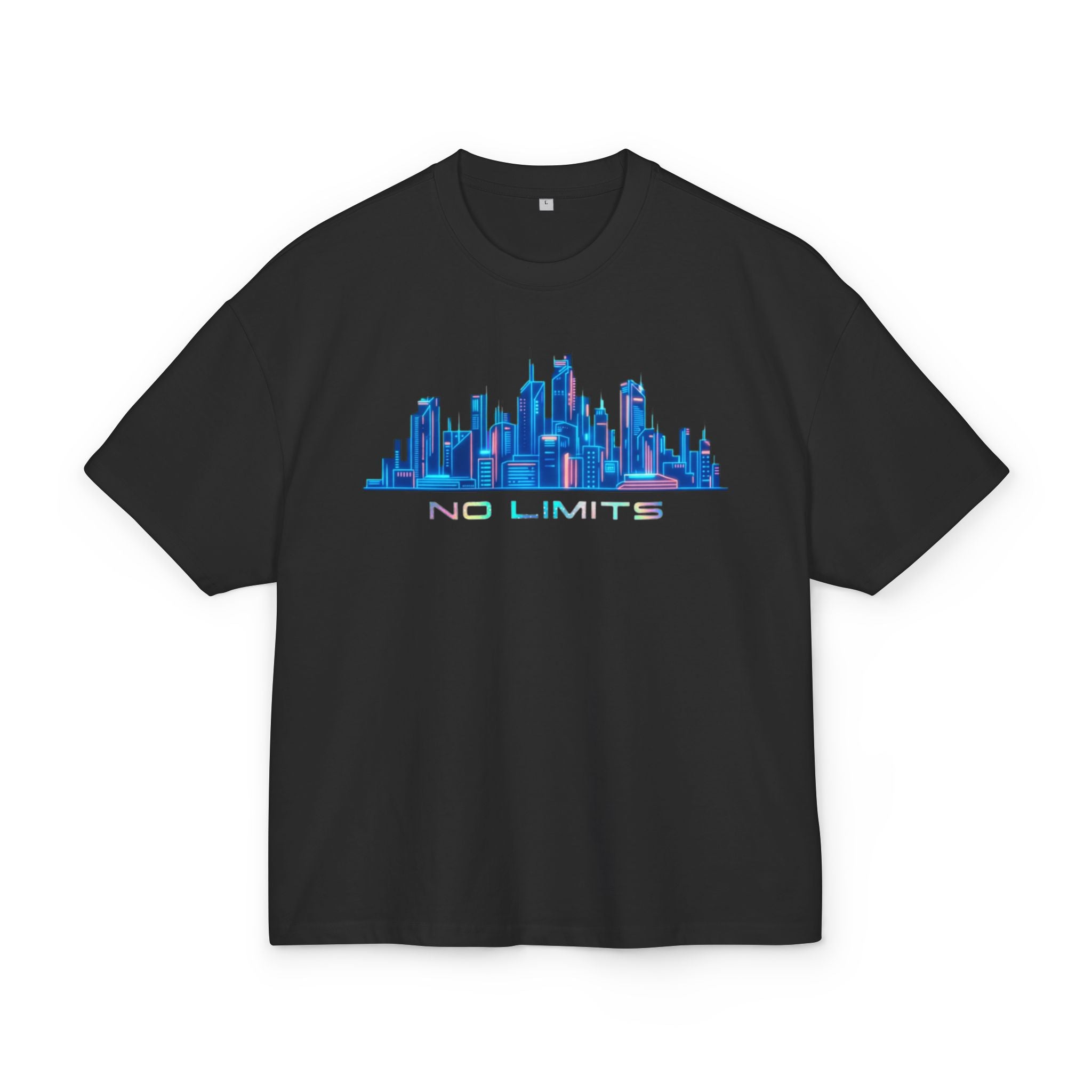 No Limits Cityscape Tee — Cyberpunk Skyline Graphic T-Shirt