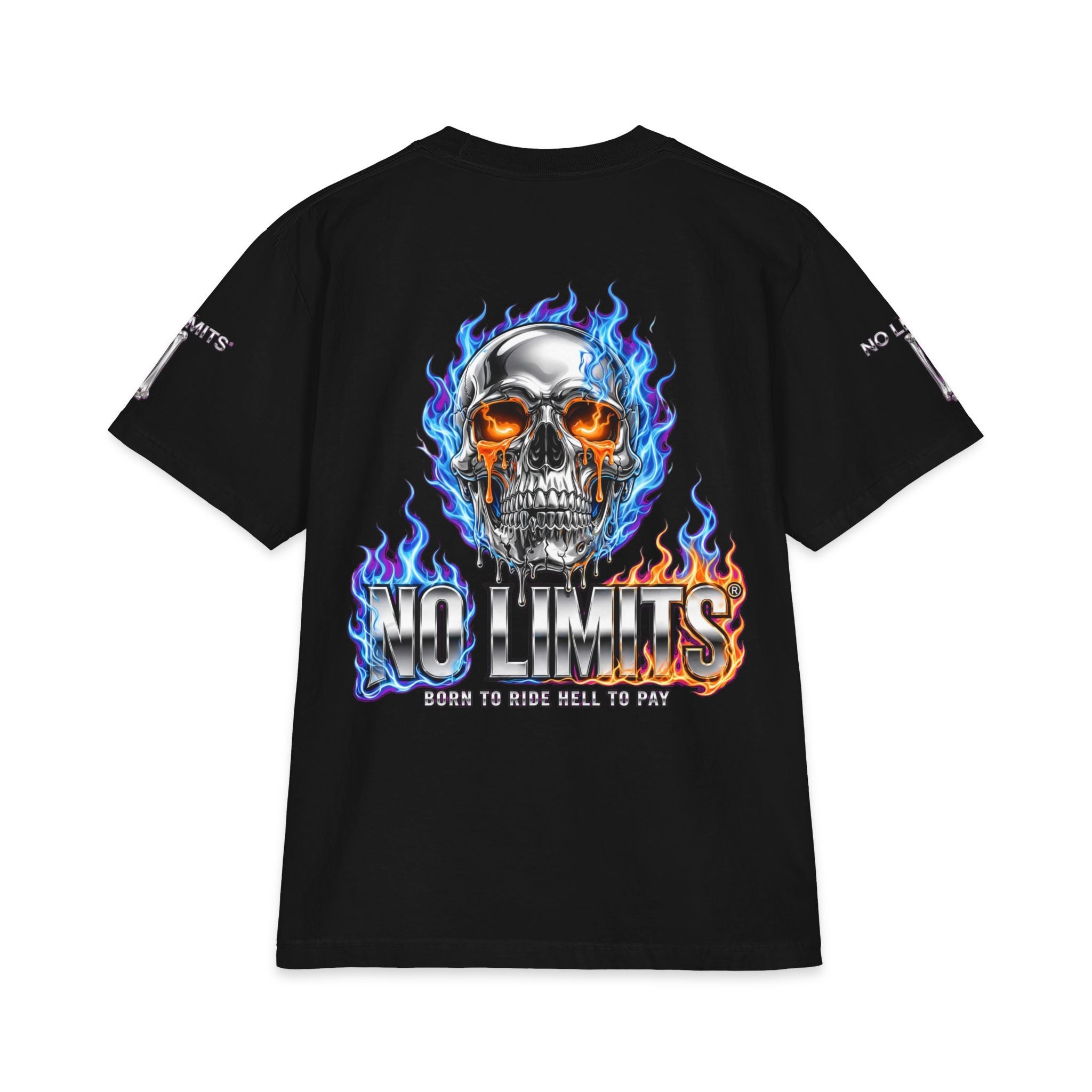 No Limits Flames Skull T‑Shirt — "No Regrets Only Lessons" Graphic Tee