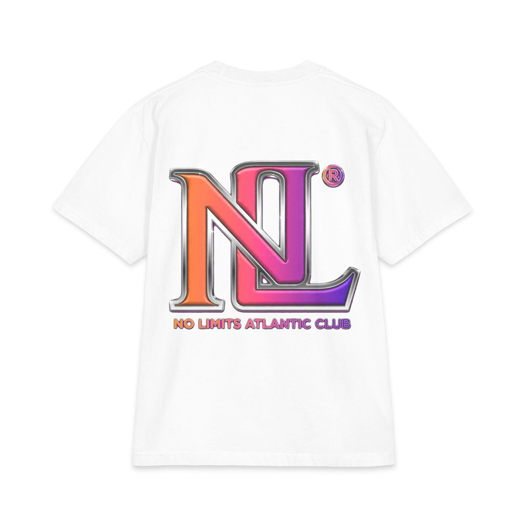 No Lights Atlantic Club Logo T‑Shirt — Retro Gradient NL Chest & Back Tee