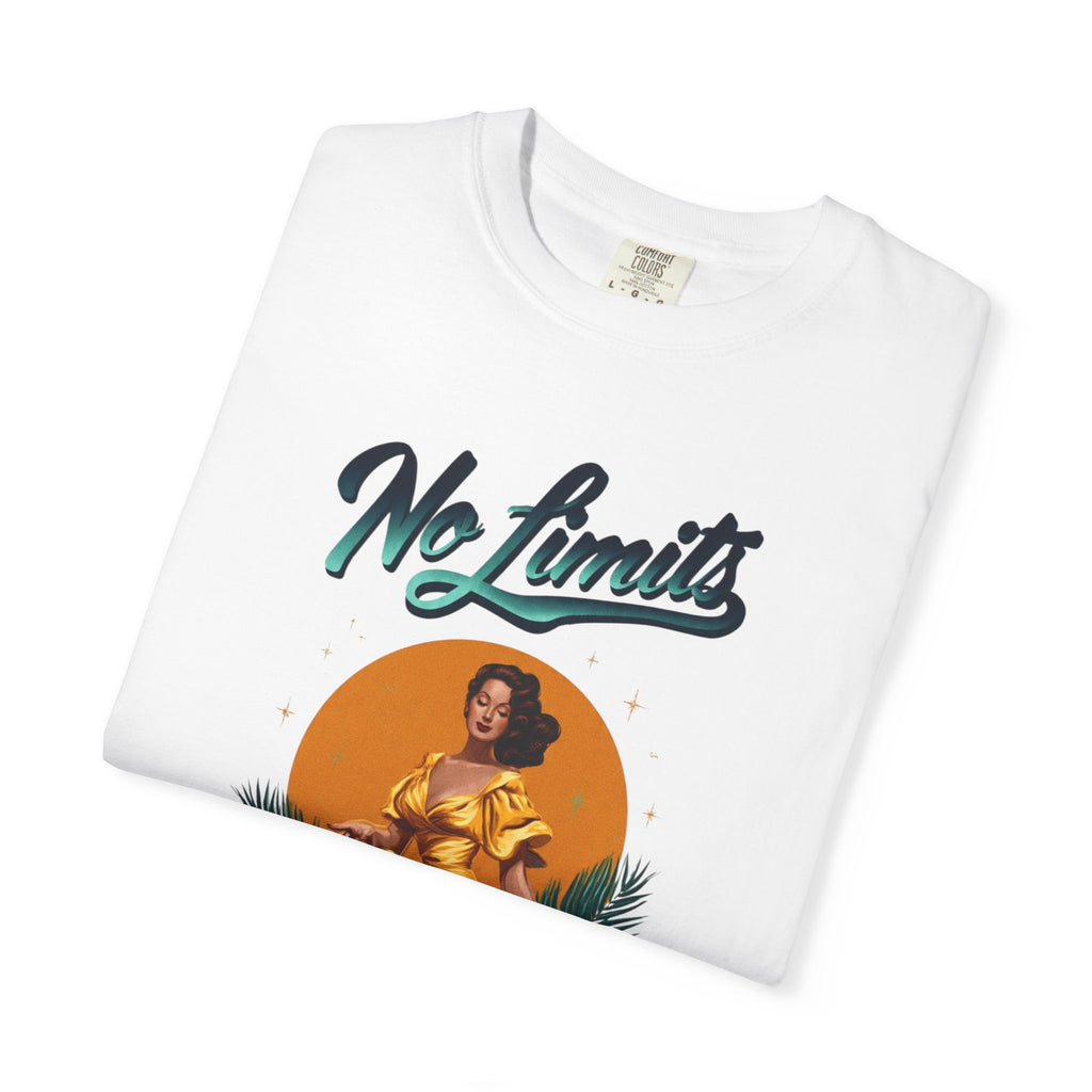 No Limits Surf Goddess T-Shirt — Retro Pinup Wave Graphic Tee