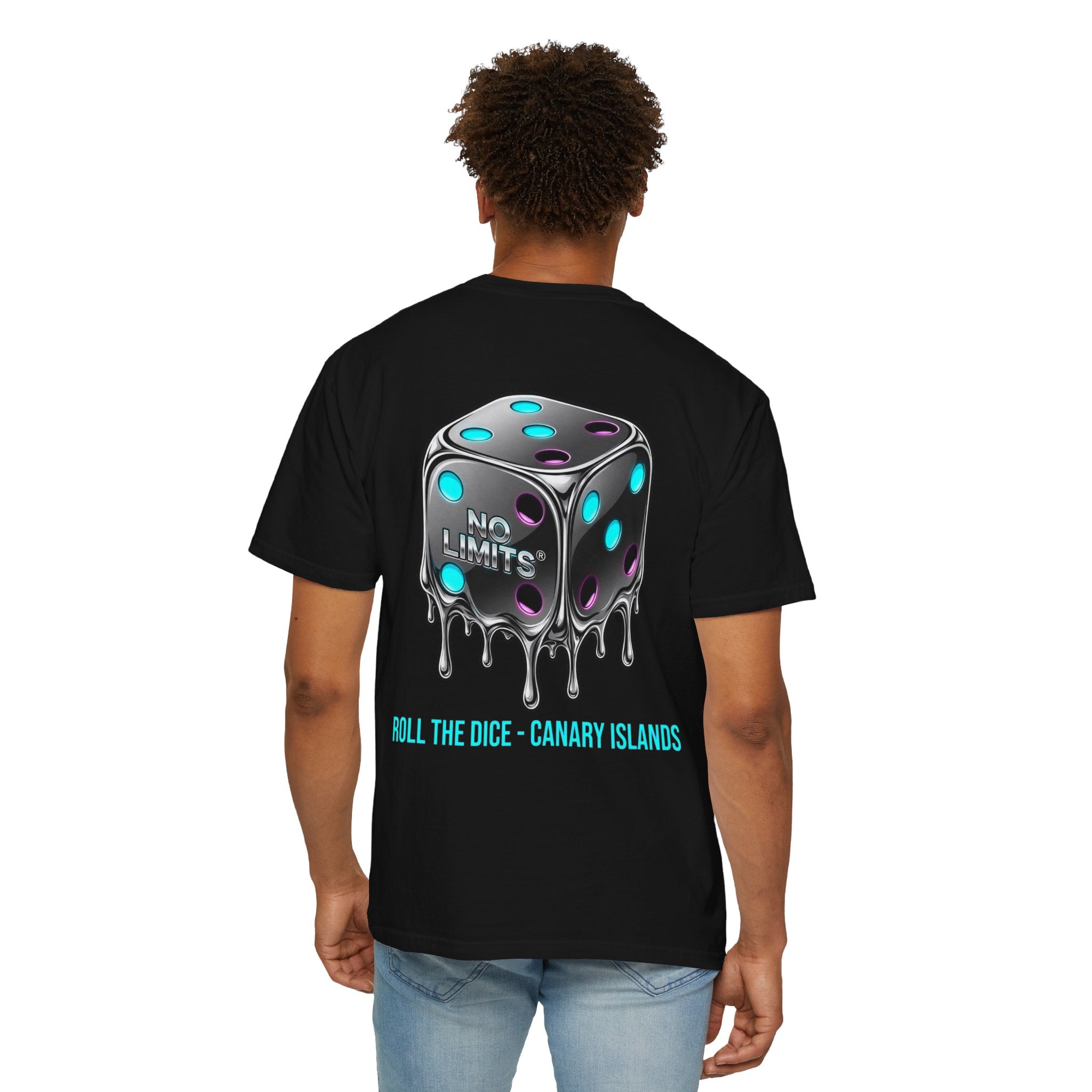 Melting Dice T-Shirt — "No Limits" Canary Islands Graphic Tee