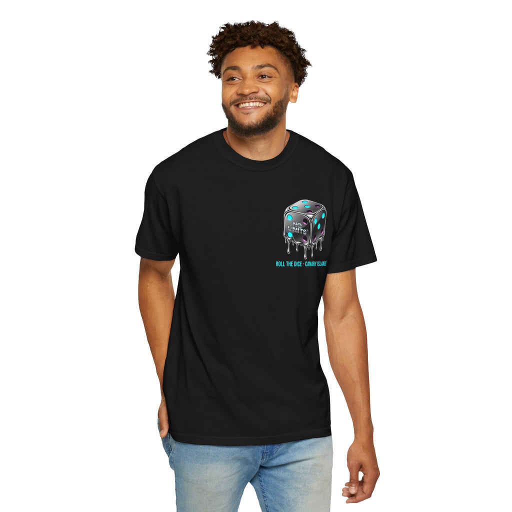 Melting Dice T-Shirt — "No Limits" Canary Islands Graphic Tee