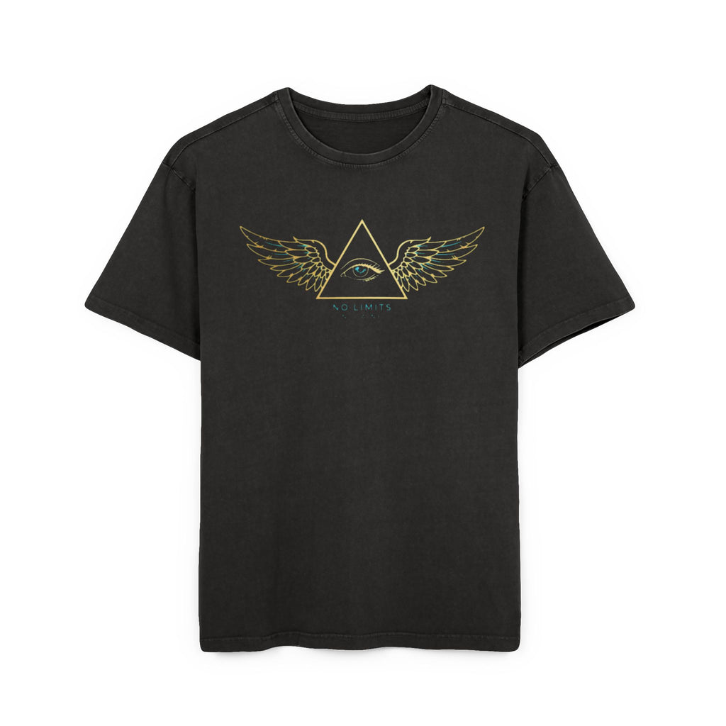 No Limits Unchained Tee — Winged All-Seeing Eye Acid Wash T-Shirt
