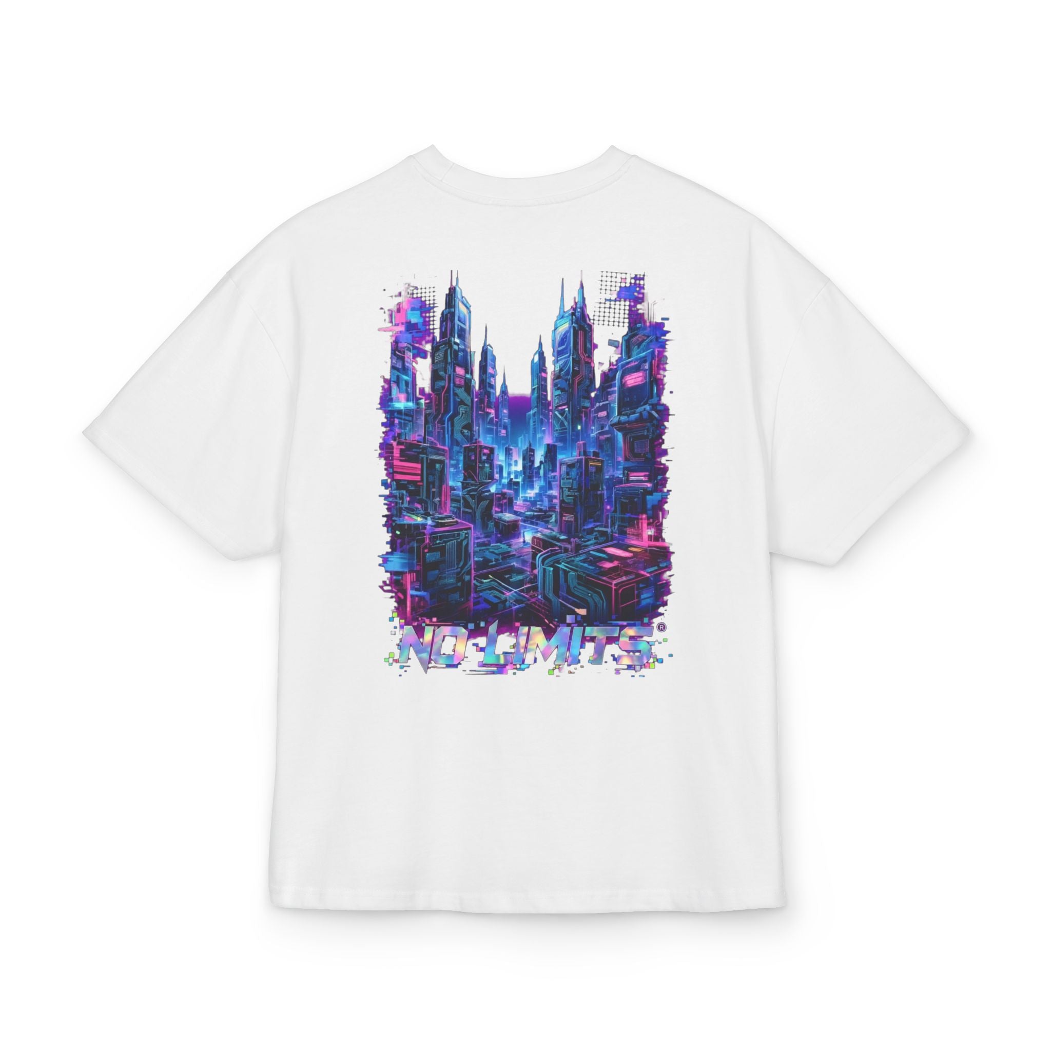 No Limits Cityscape Tee — Cyberpunk Skyline Graphic T-Shirt