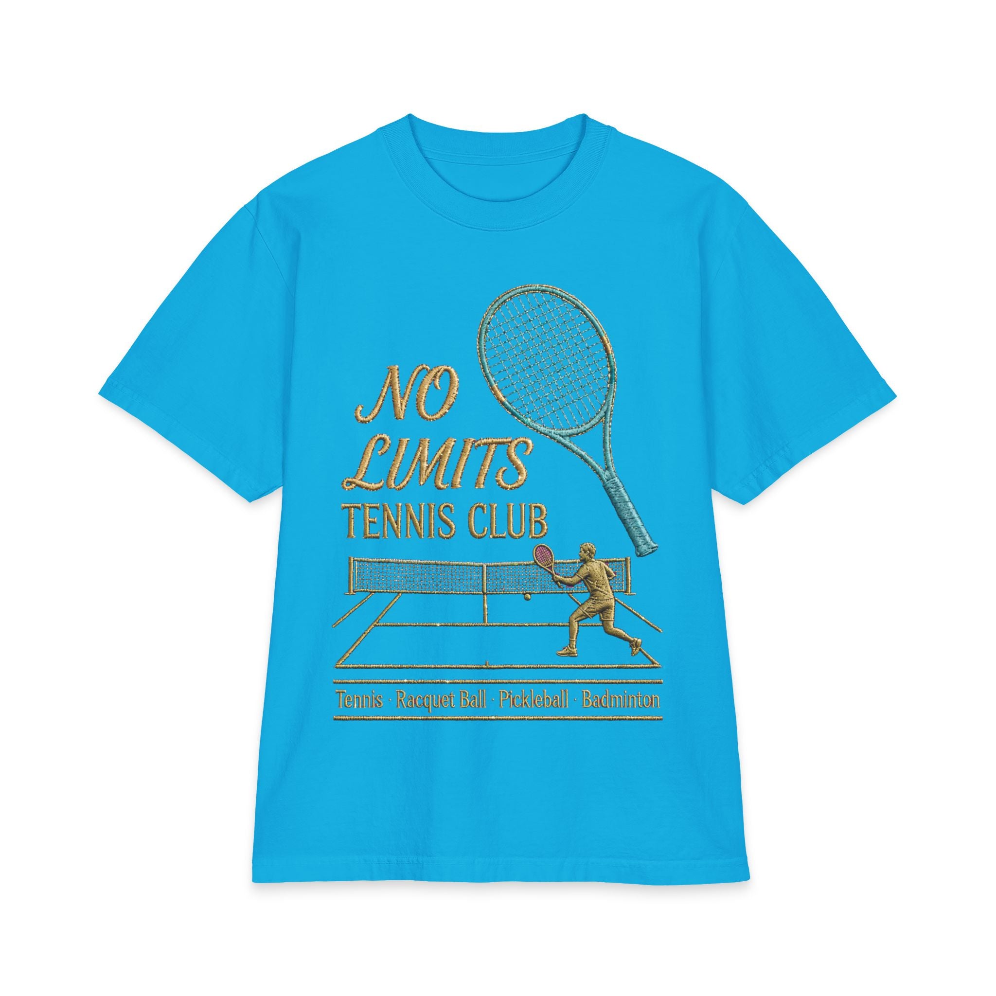 No Limits Tennis Club T‑Shirt — Vintage Racket & Net Tennis Tee