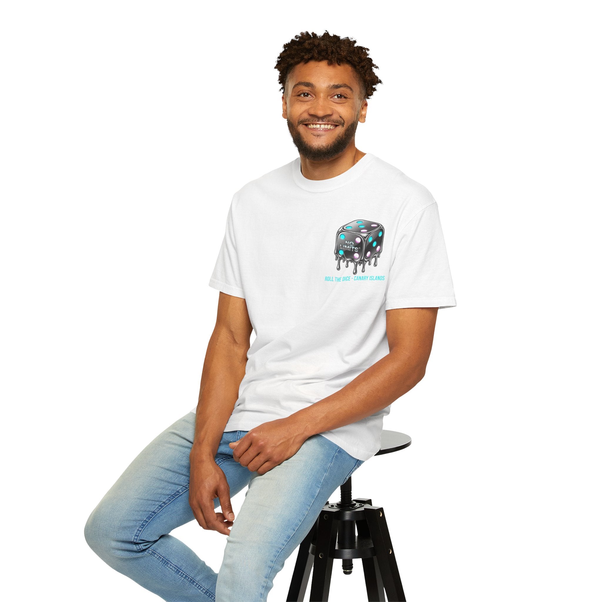 Melting Dice T-Shirt — "No Limits" Canary Islands Graphic Tee