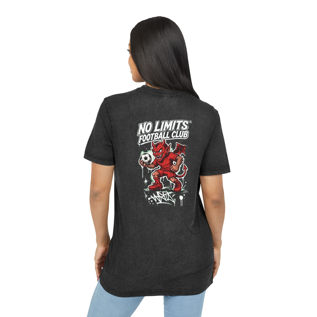 No Limits FC Acid Wash Tee — Devil Soccer Club Graphic T-Shirt