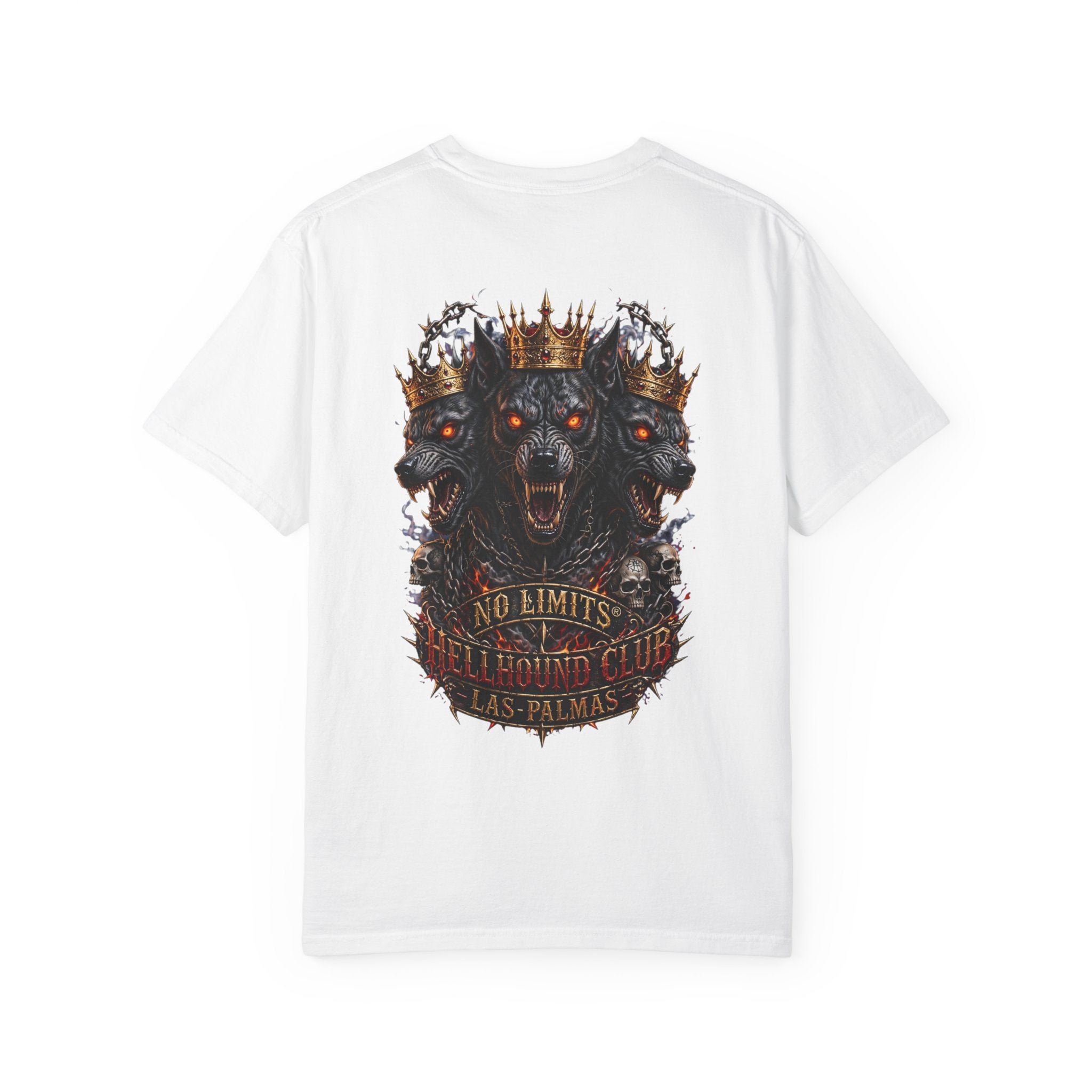 No Limits Hellhound Club T‑Shirt — Triple-Headed Wolf Graphic Tee