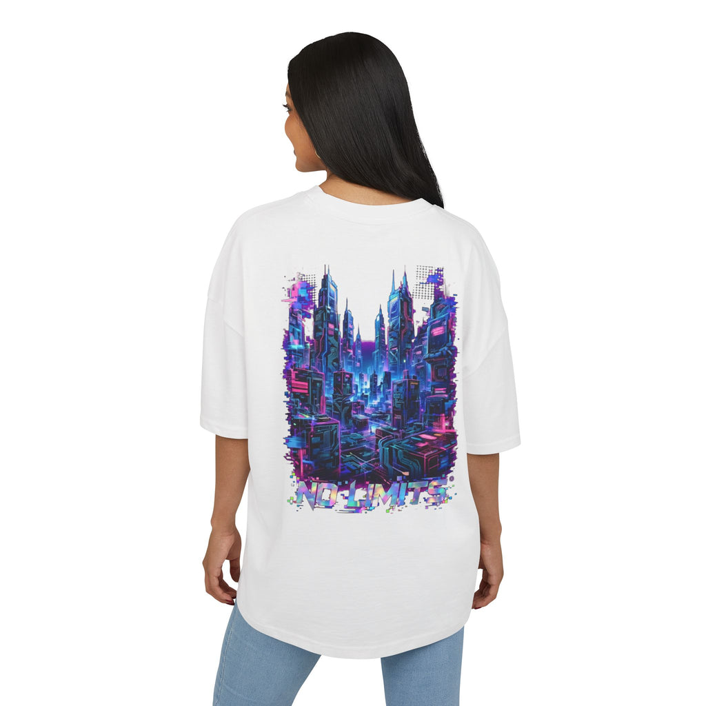 No Limits Cityscape Tee — Cyberpunk Skyline Graphic T-Shirt