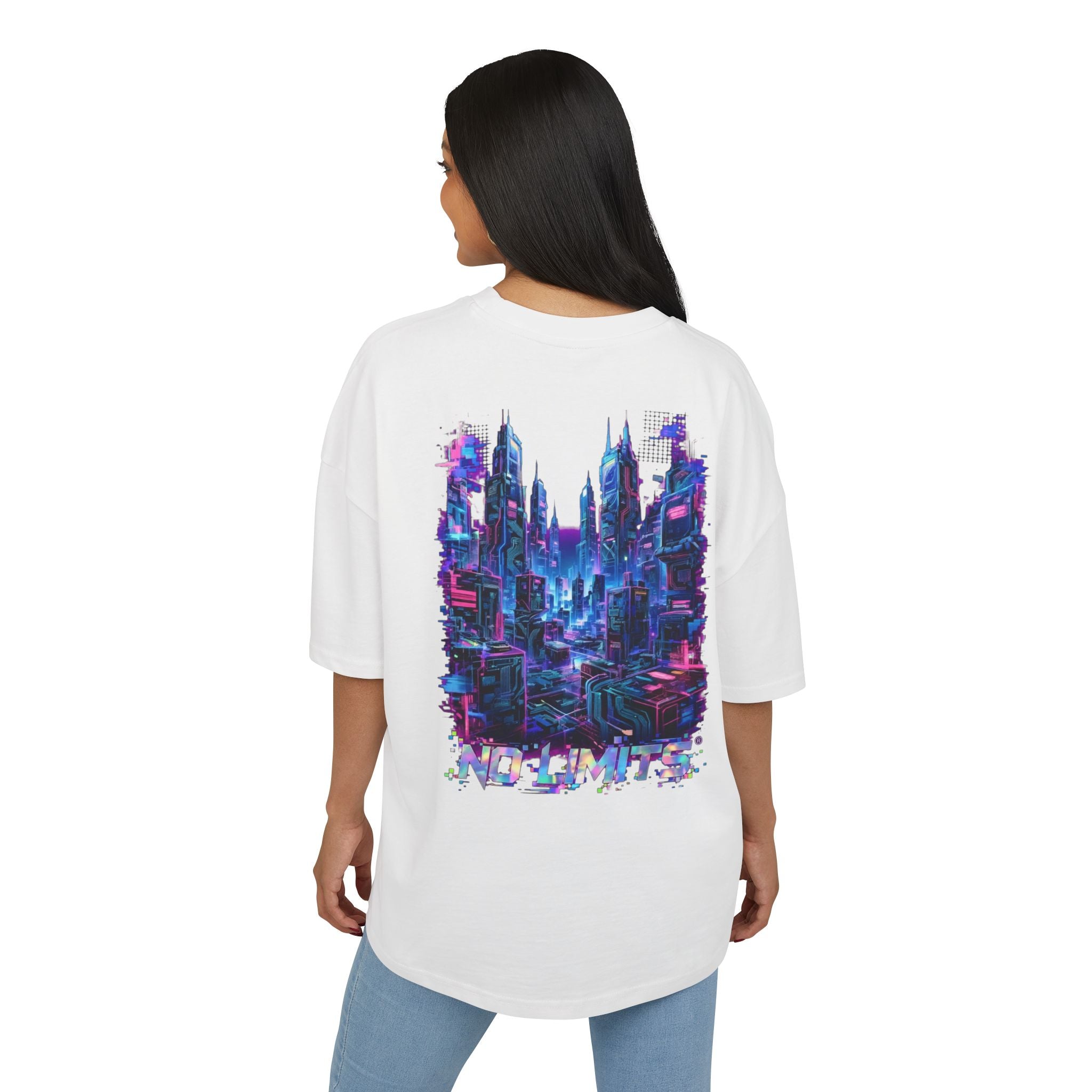 No Limits Cityscape Tee — Cyberpunk Skyline Graphic T-Shirt