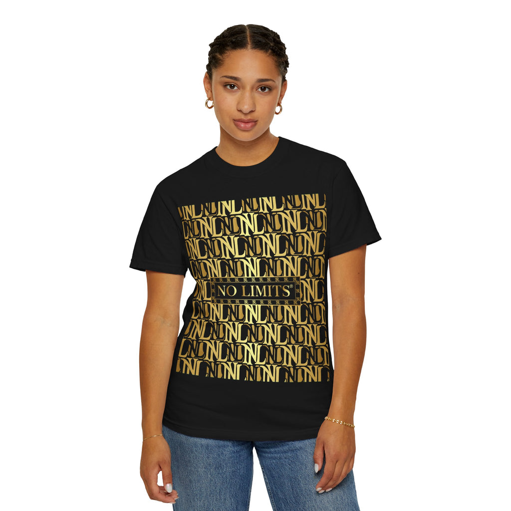 No Limits Gold Pattern T-Shirt — Motivational Graphic Tee
