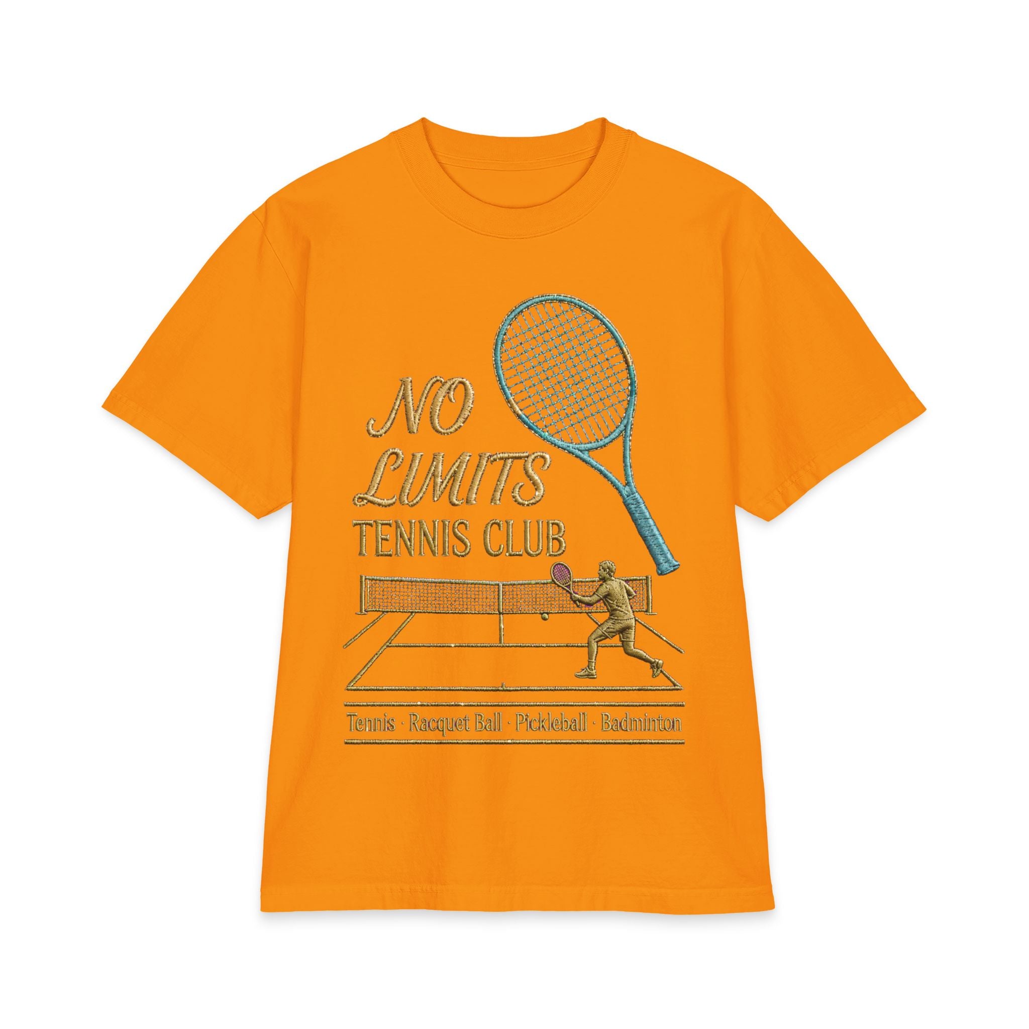 No Limits Tennis Club T‑Shirt — Vintage Racket & Net Tennis Tee
