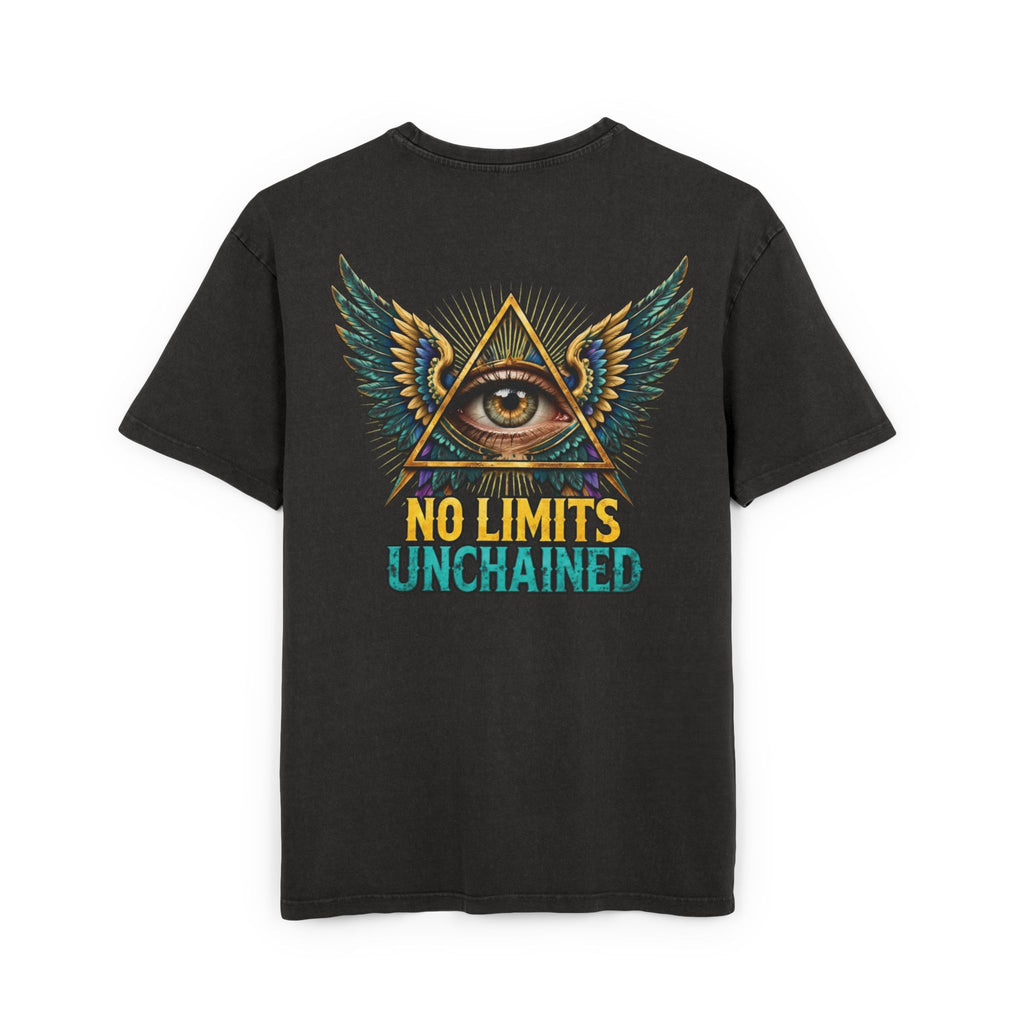 No Limits Unchained Tee — Winged All-Seeing Eye Acid Wash T-Shirt