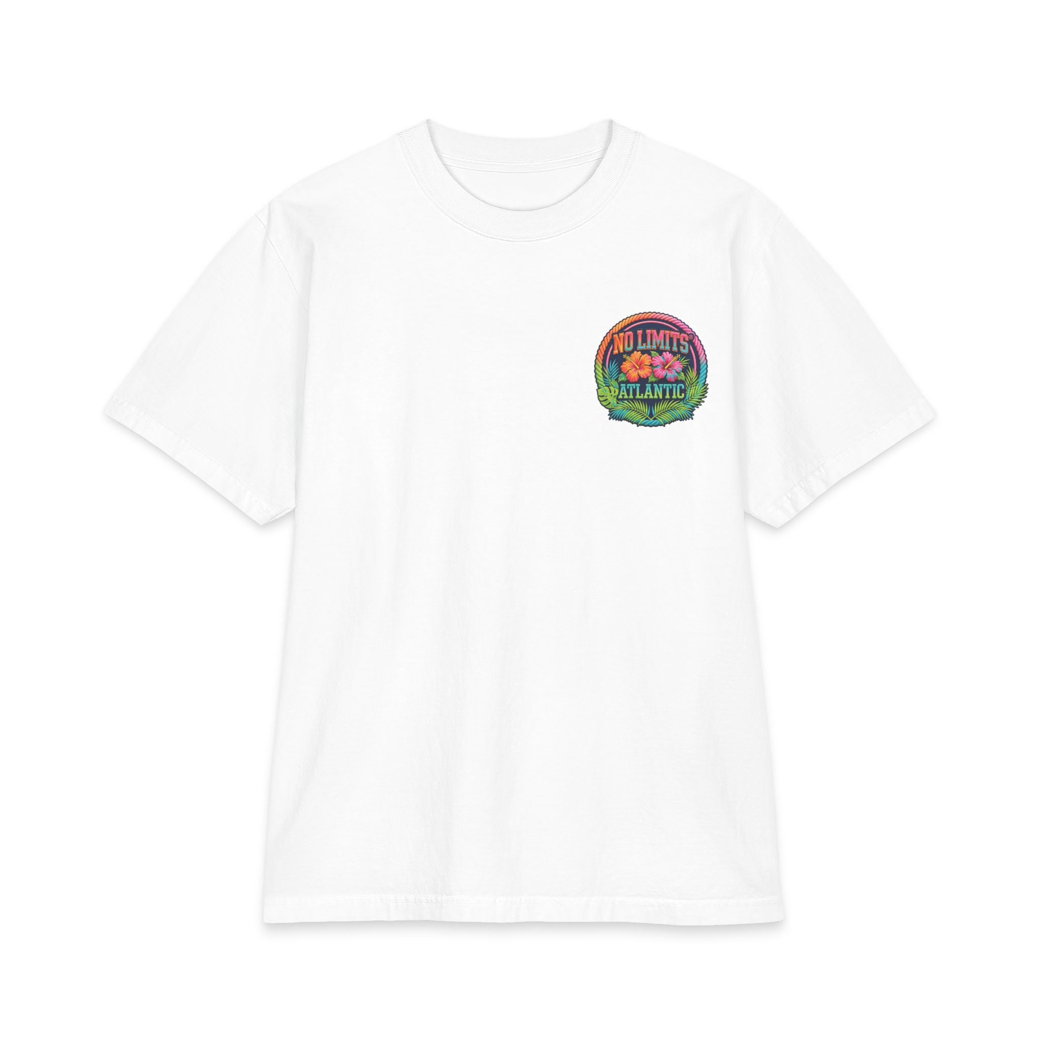 Tropical Compass T‑Shirt — Colorful Island Coordinates Graphic